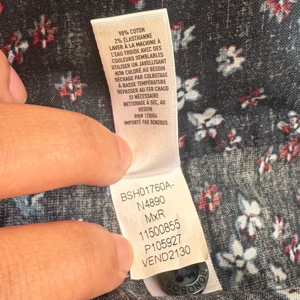 Bonobos Navy Floral Button Down Shirt - Picture 7 of 7